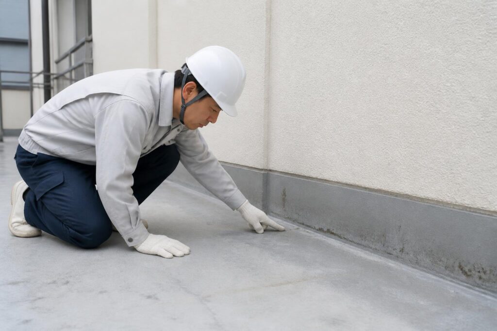 防水工事|屋上防水の改修で確認する既存防水層と下地状態のイメージ