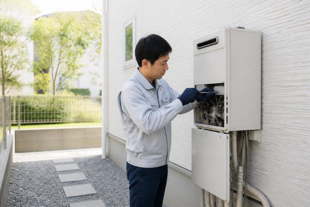 給湯器修理・交換|お湯が出ない給湯器で業者へ伝える症状と型番のイメージ