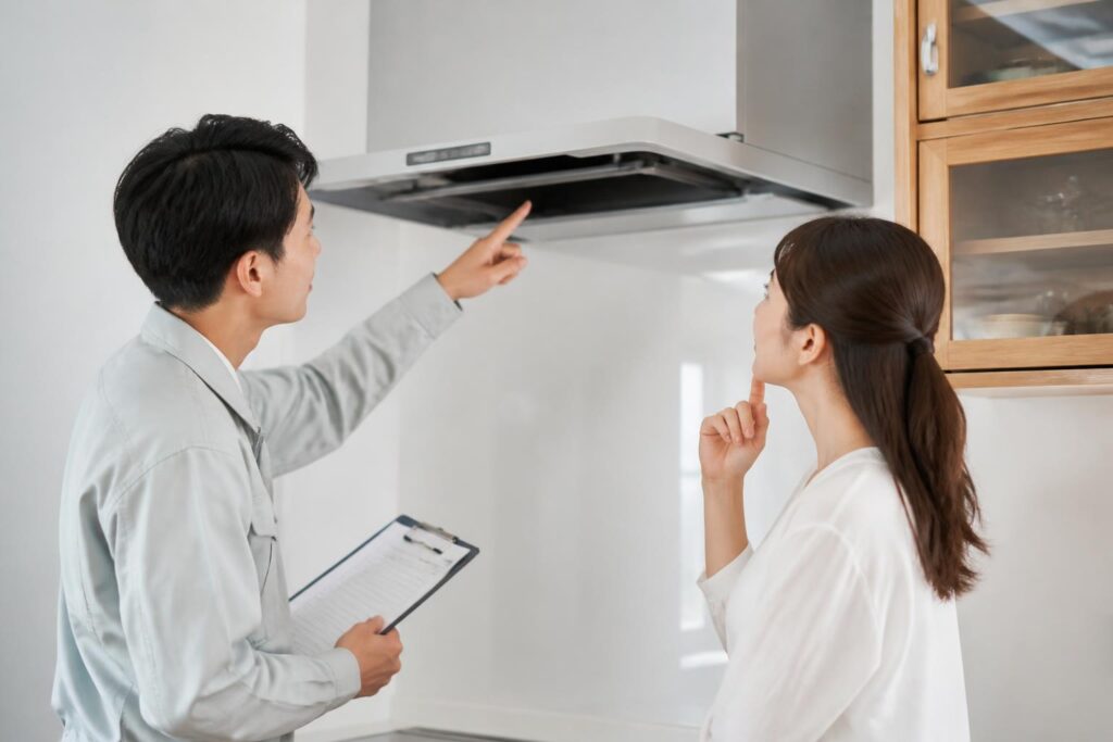 ハウスクリーニングで追加費用になりやすい対象箇所・汚れ・分解範囲を事前確認のイメージ
